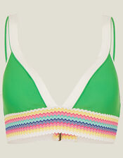 Ricrac Trim Bikini Top, Green (GREEN), large