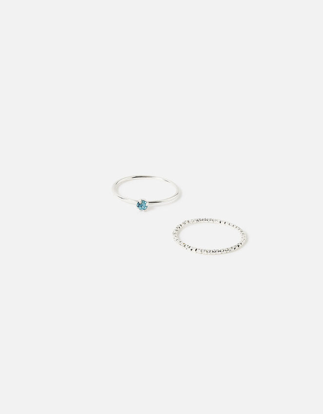 Crystal Stacking Ring Set of Two, Blue (BLUE), large