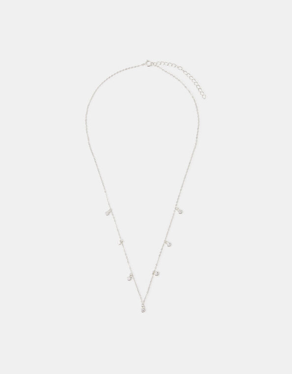 Sterling Silver Stone Station Necklace, , large