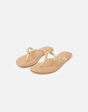 Star Embellished Thong Flip Flops, Gold (GOLD), large