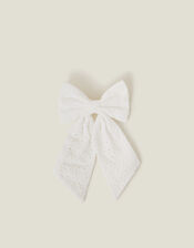 Broderie Bow Barrette Hair Clip, , large