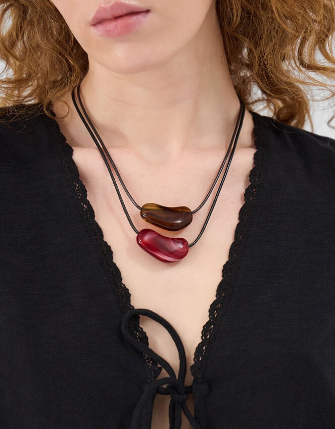 2-Pack Pebble Pendant Cord Necklace, , large