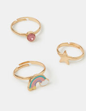 3-Pack Girls Rainbow Rings, , large
