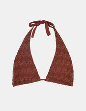 Crochet Triangle Bikini Top, Bronze (BRONZE), large