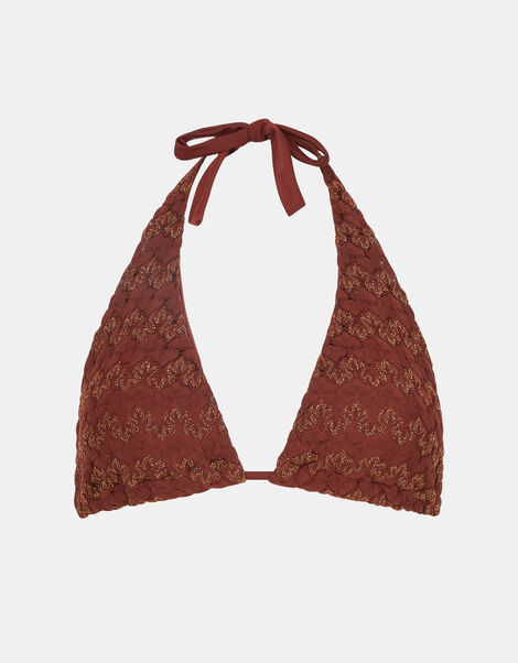 Crochet Triangle Bikini Top, Bronze (BRONZE), large