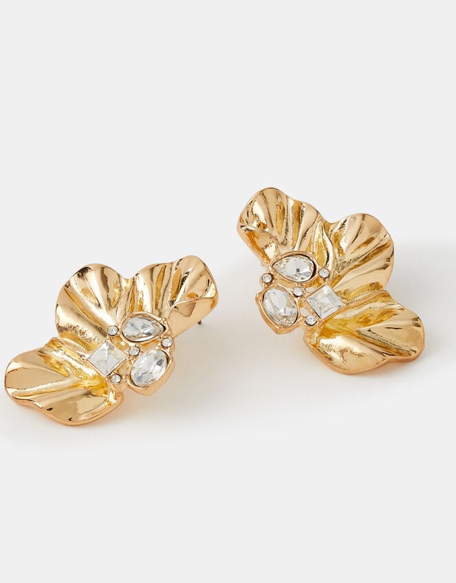 Half Flower Statement Stud Earrings, , large