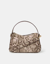 Mini Faux Snakeskin Handbag, , large