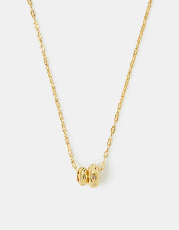 Stainless Steel Double Bead Pendant Necklace, , large