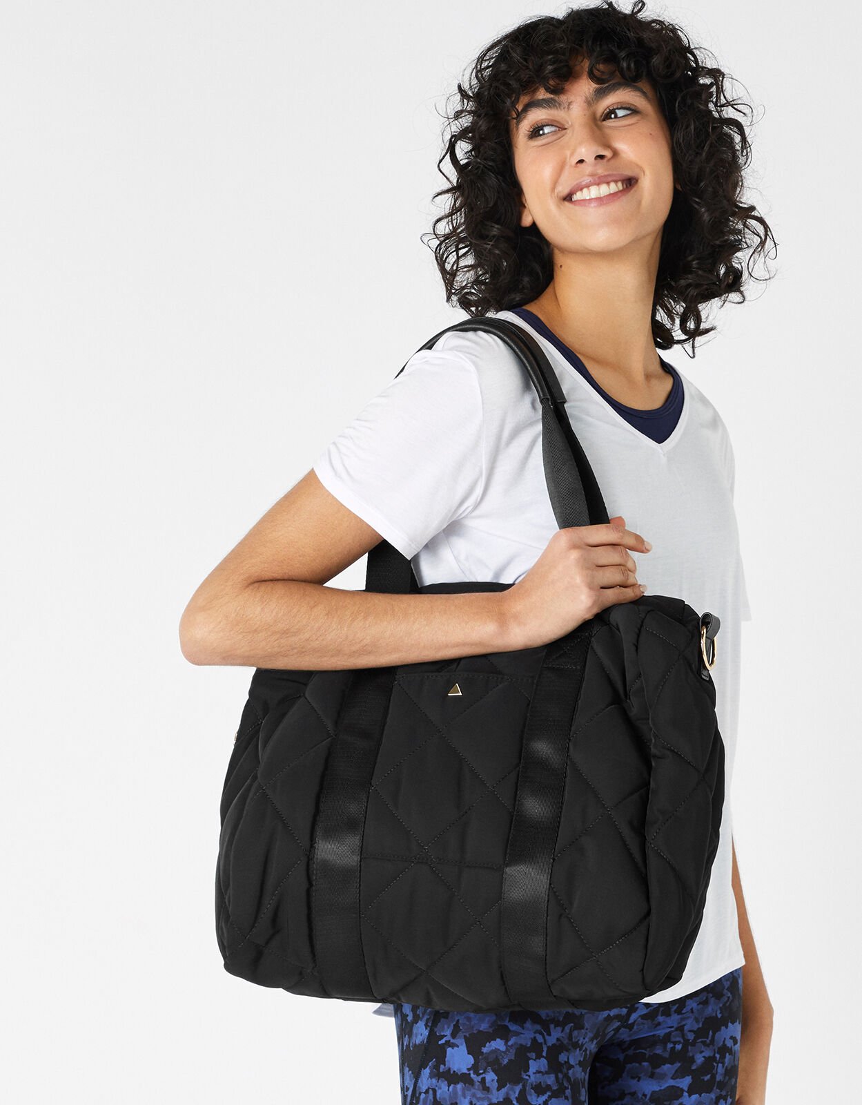 Black quilted new arrivals gym bag