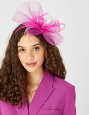 Mini Double Bow Crin Headband, Pink (FUCHSIA), large