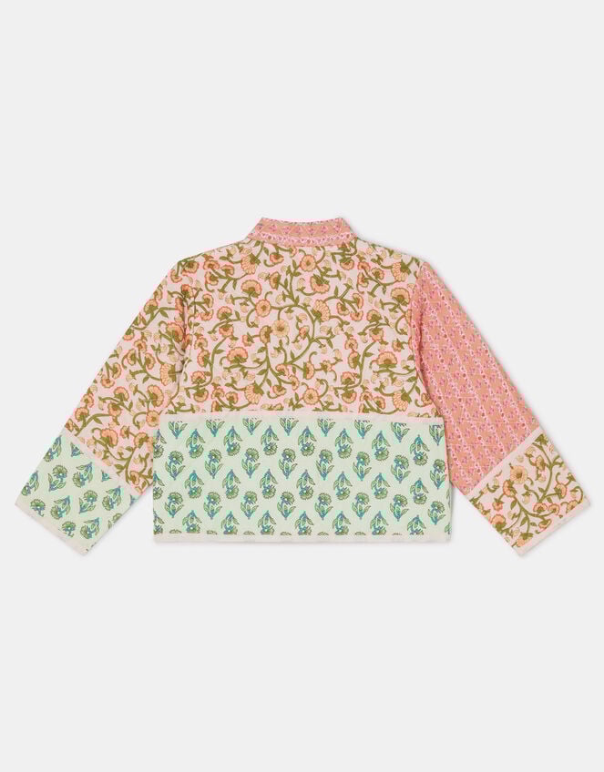 Girls Floral Patchwork Quilted Jacket, Pink (PINK), large
