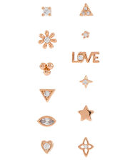 Rose Gold-Plated Sparkle Shape Earring Multipack, , large