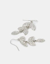 Diamanté Leaf Drop Earrings, , large