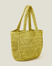 Woven Raffia Shopper Bag, , large