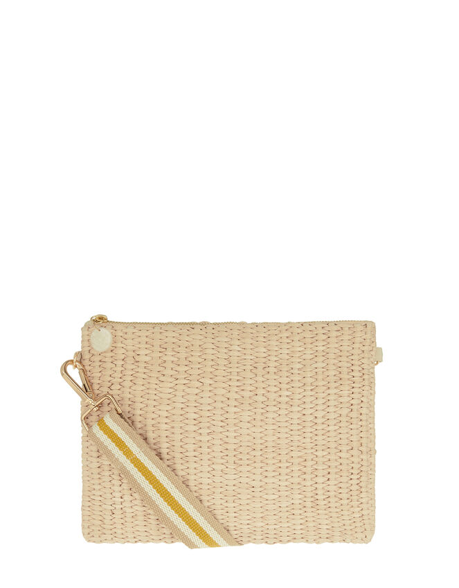 Raffia Stripe Strap Bag, , large