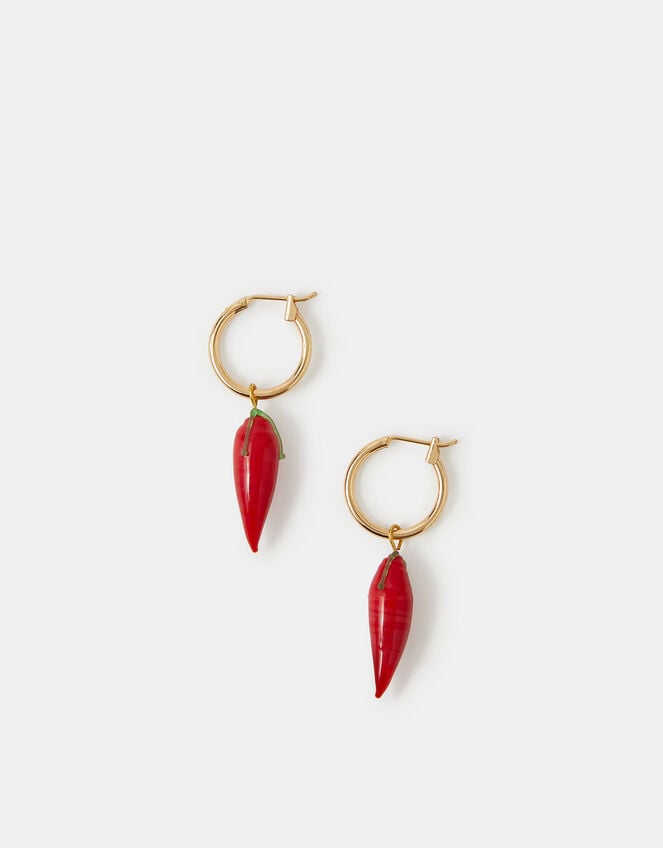 Chilli Charm Huggie Hoop Earrings, , large