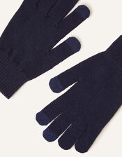 Super Stretch Touch Screen Gloves, Blue (NAVY), large