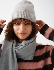Plain Beanie Hat, Grey (LIGHT GREY), large