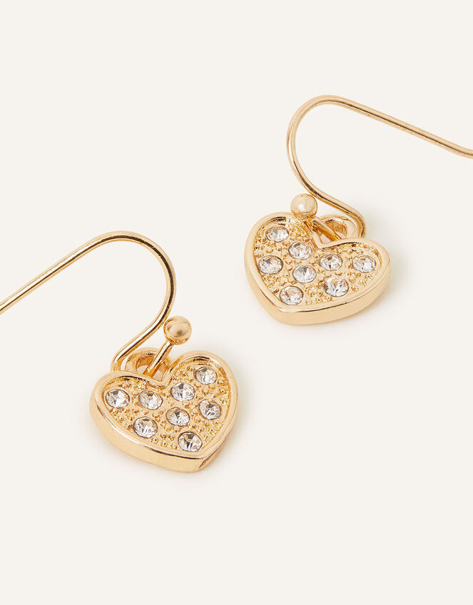Pave Heart Short Drop Earrings, , large