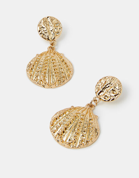 Stud Shell Drop Earrings, , large