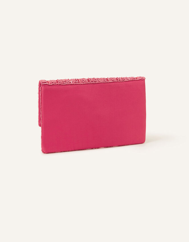 Classic Beaded Hand Embellished Clutch, Orange (CORAL), large