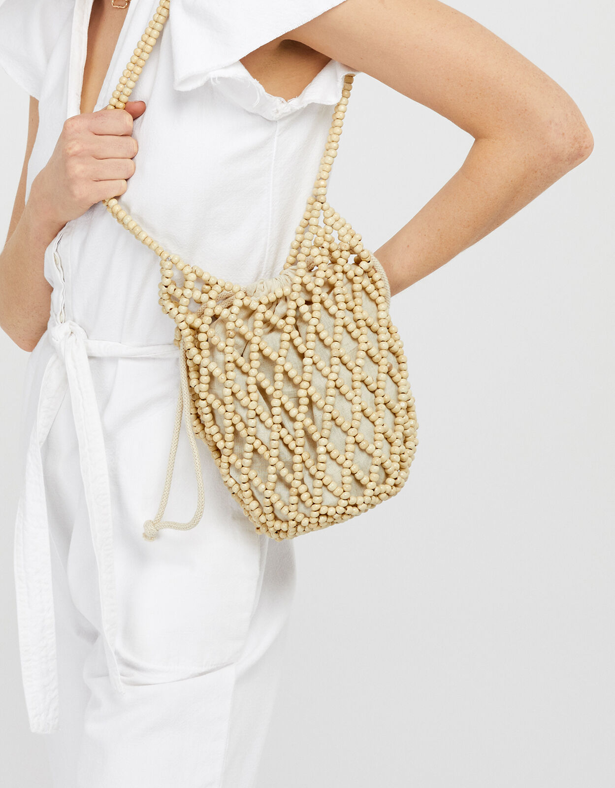Beaded cheap drawstring bag