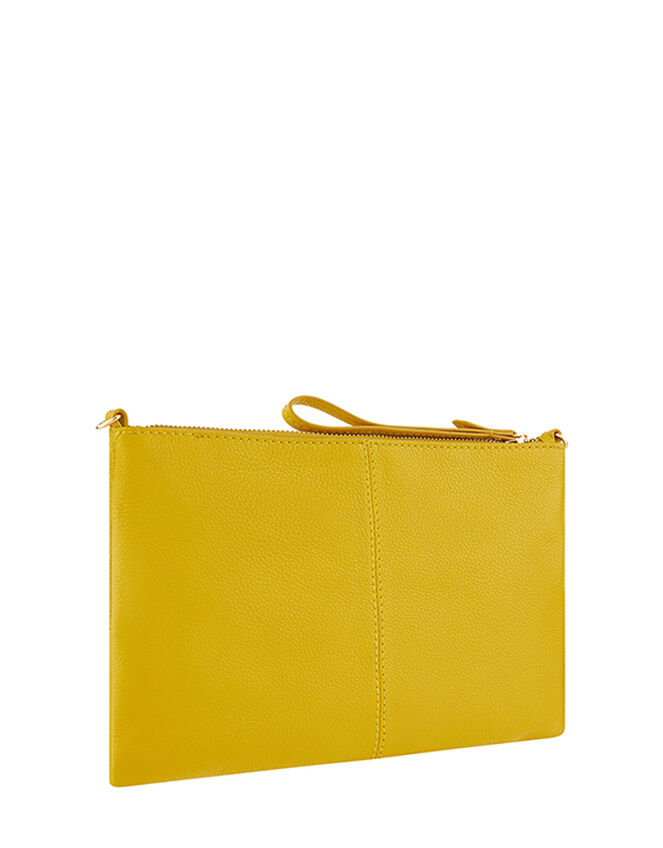 Carmela Leather Cross Body Bag, Yellow (YELLOW), large