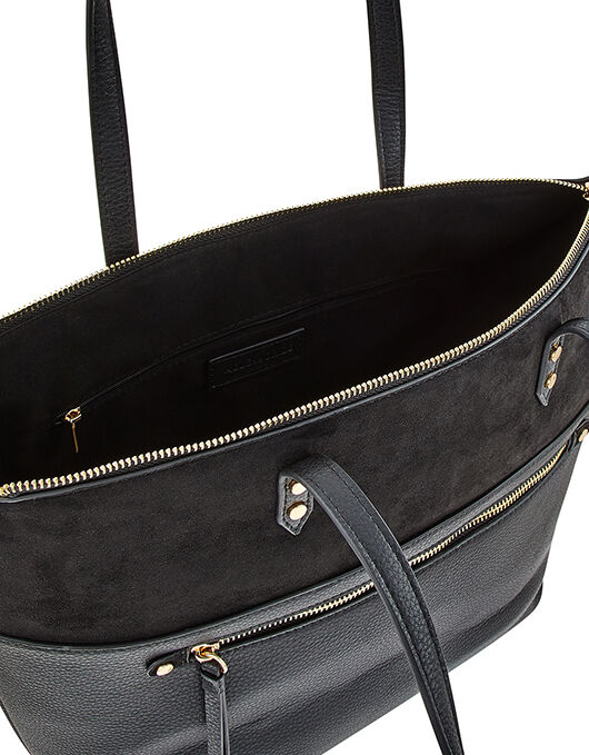 black tote bag with zip