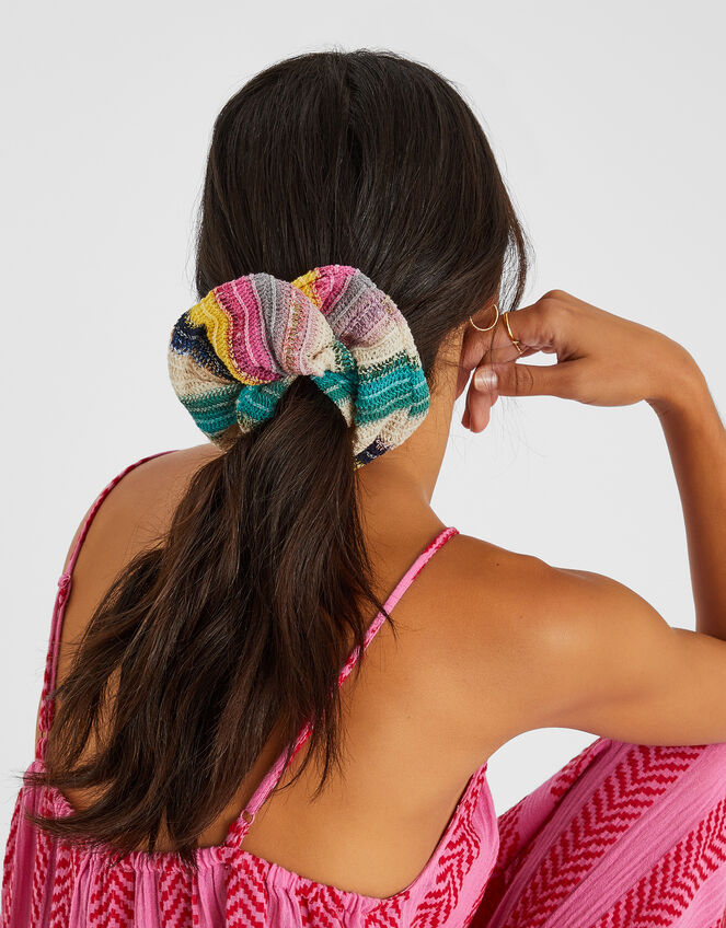 Stripe Crochet Hair Scrunchie, , large