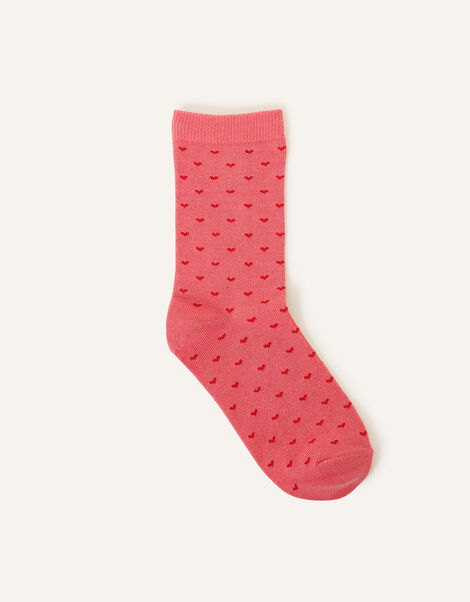 Ditsy Heart Print Socks, Pink (PINK), large