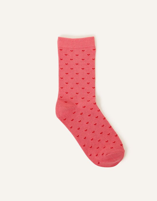 Ditsy Heart Print Socks, Pink (PINK), large