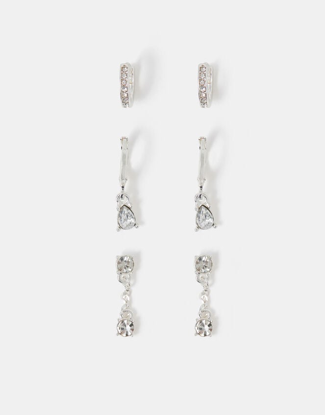 3-Pack Stone Drop Hoop Earrings, , large