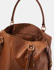 Double Zip Shoulder Bag, Tan (TAN), large