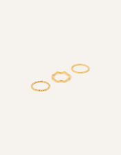 14ct Gold-Plated Slim Rings Set of Three, Gold (GOLD), large