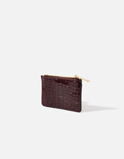 Faux Croc Patent Card Holder , Red (BURGUNDY), large