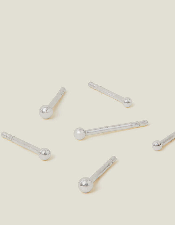 3-Pack Sterling Silver Ball Stud Earrings, , large