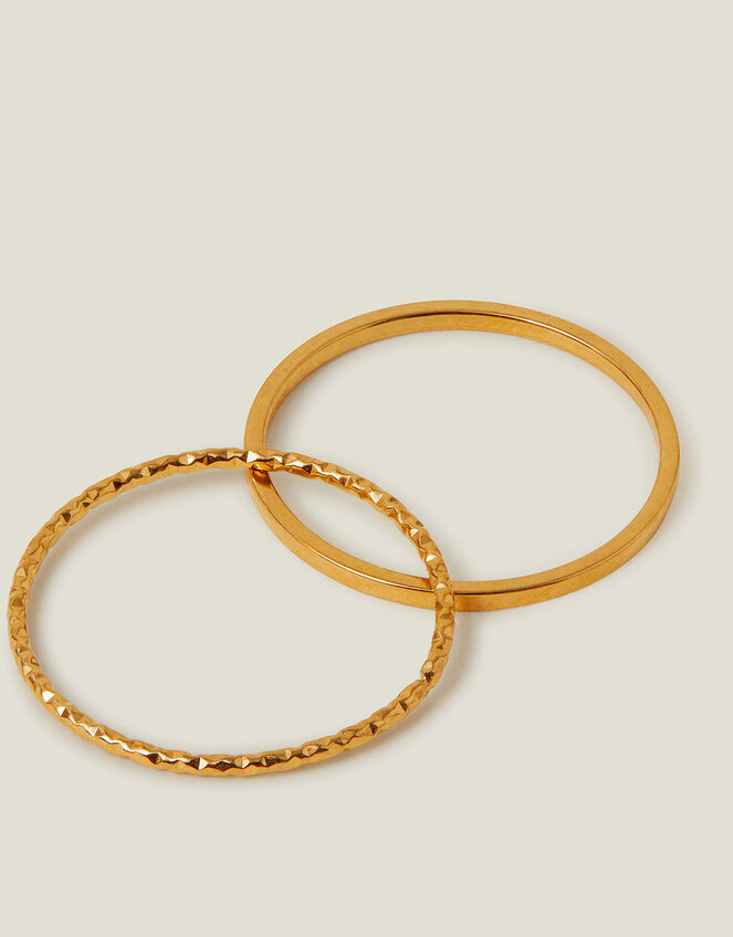 2-Pack 14ct Gold-Plated Stainless Steel Rings, Gold (GOLD), large