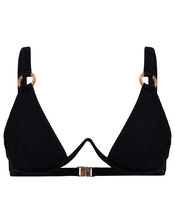 Ribbed Bikini Top with Monowire, Black (BLACK), large