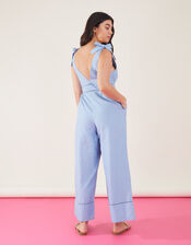 Tie Shoulder Plunge Jumpsuit, Blue (LIGHT BLUE), large