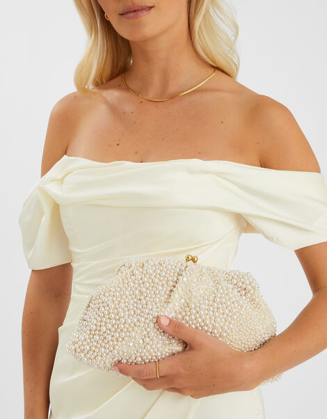 Bridal Cloud Pearl Beaded Mini Bag, , large