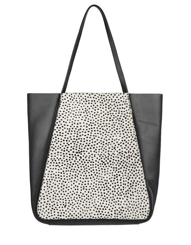 Printed Leather Shopper Bag, , large