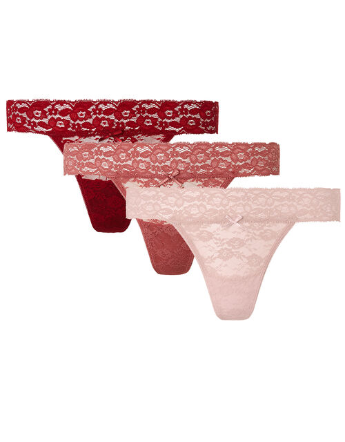 Halenka Lace Thong Multipack Pink Knickers & Panties Accessorize UK
