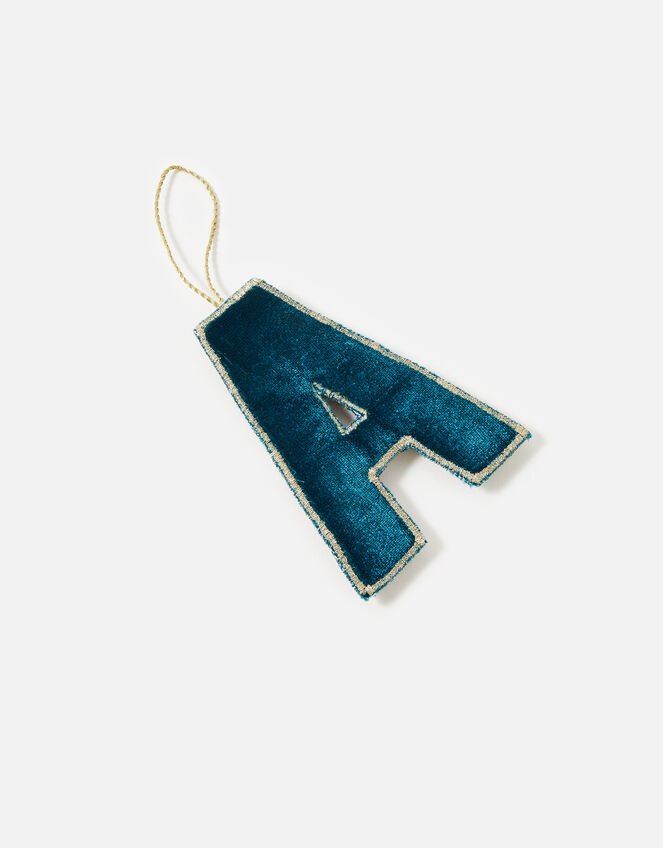 Embellished Initial Hanging Decoration, Teal (TEAL), large