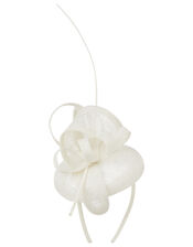 Loops and Quill Pill Box Fascinator Headband, Ivory (IVORY), large
