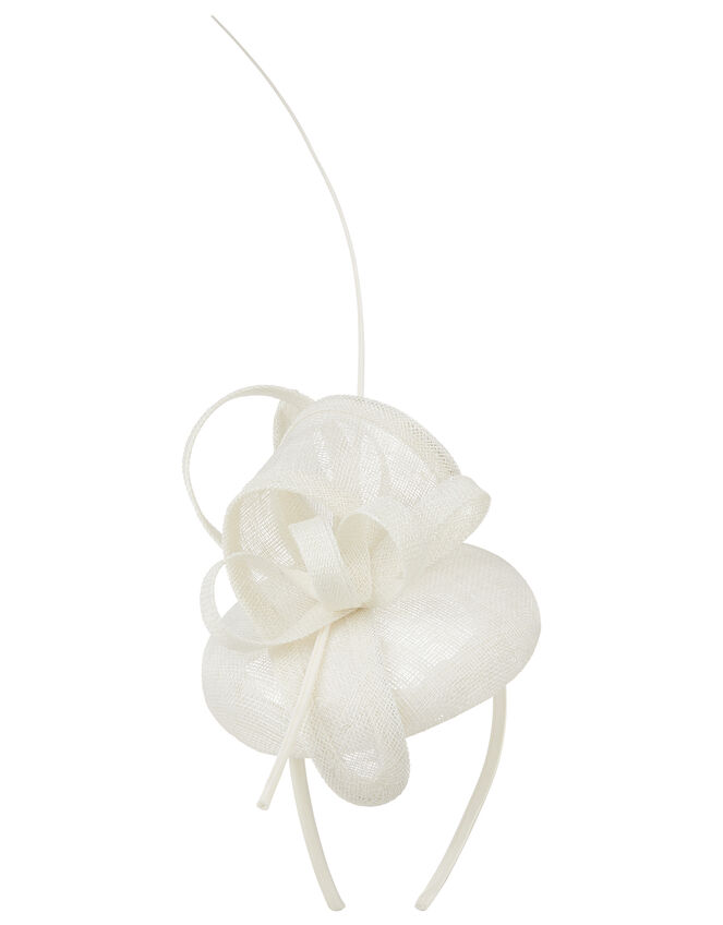 Loops and Quill Pill Box Fascinator Headband, Ivory (IVORY), large