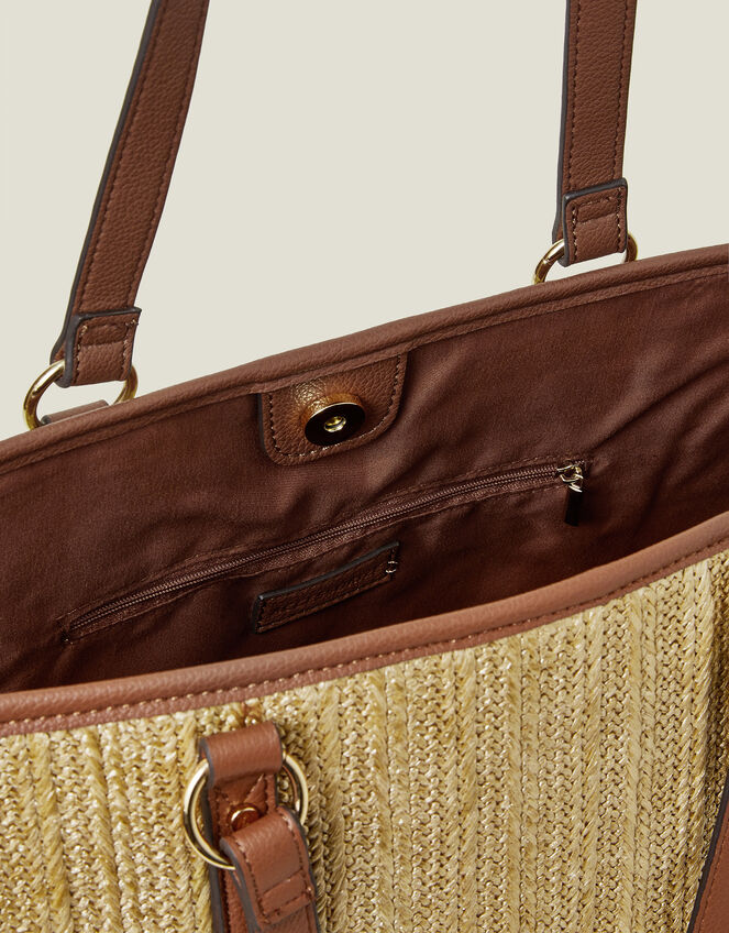 Large Metallic Raffia Shopper Bag, , large