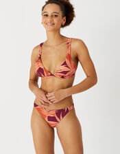 Palm Print Triangle Bikini Top, Orange (RUST), large