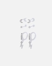 Platinum Plated Celestial Stud and Hoops Set of Three, , large