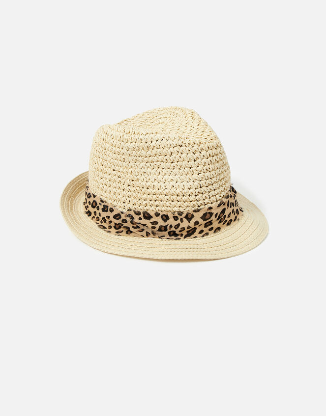 Animal Trim Trilby Hat, Leopard (LEOPARD), large