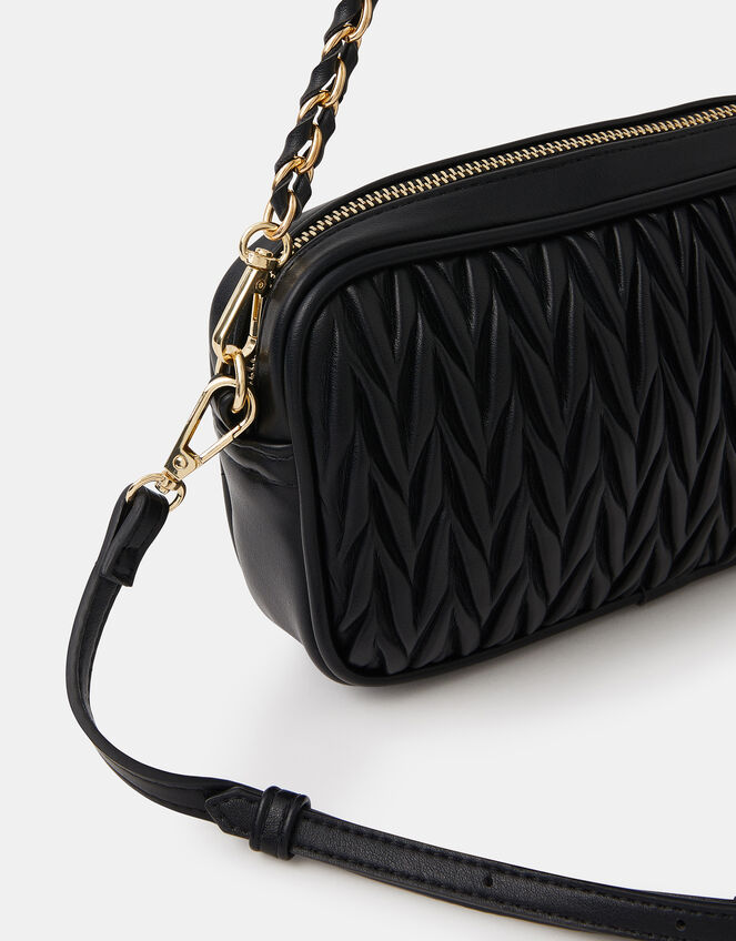 Small Ruched Crossbody Bag, Black (BLACK), large